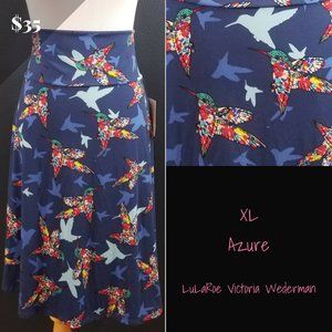 LuLaRoe Bird Skirt, XL Azure